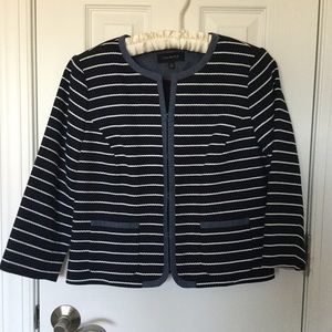 Adorable Navy/White Stripe Talbots Crop Jacket